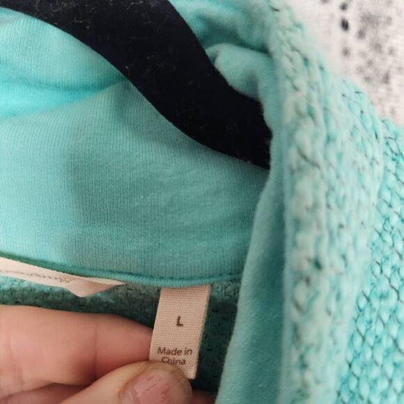 Soft Surroundings Knit Westport Zip Pockets 1/4 Zip Pullover Sweater Teal Large - Picture 14 of 14